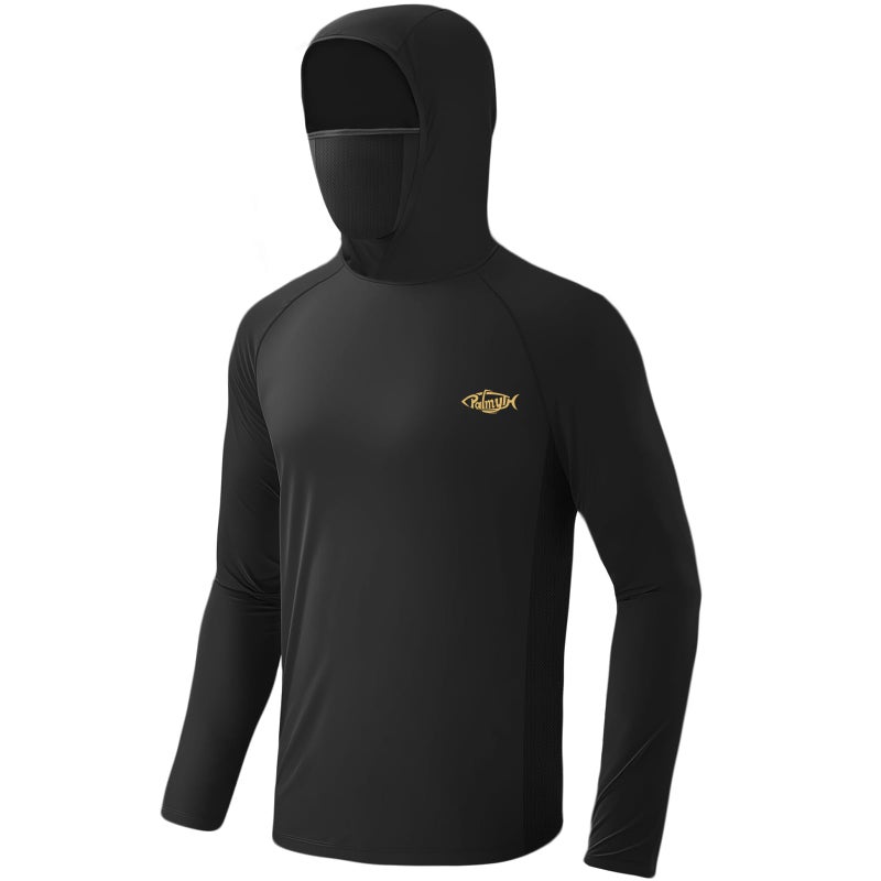 Palmyth Fishing Hoodie for Men Long Sleeve Sun Protection UV UPF 50+ Shirts(Black/Endless Stream - Image 2